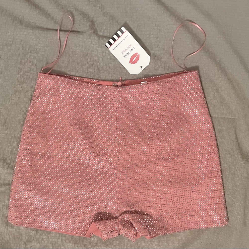 Pink Rhinestone High Waisted Shorts 🩷